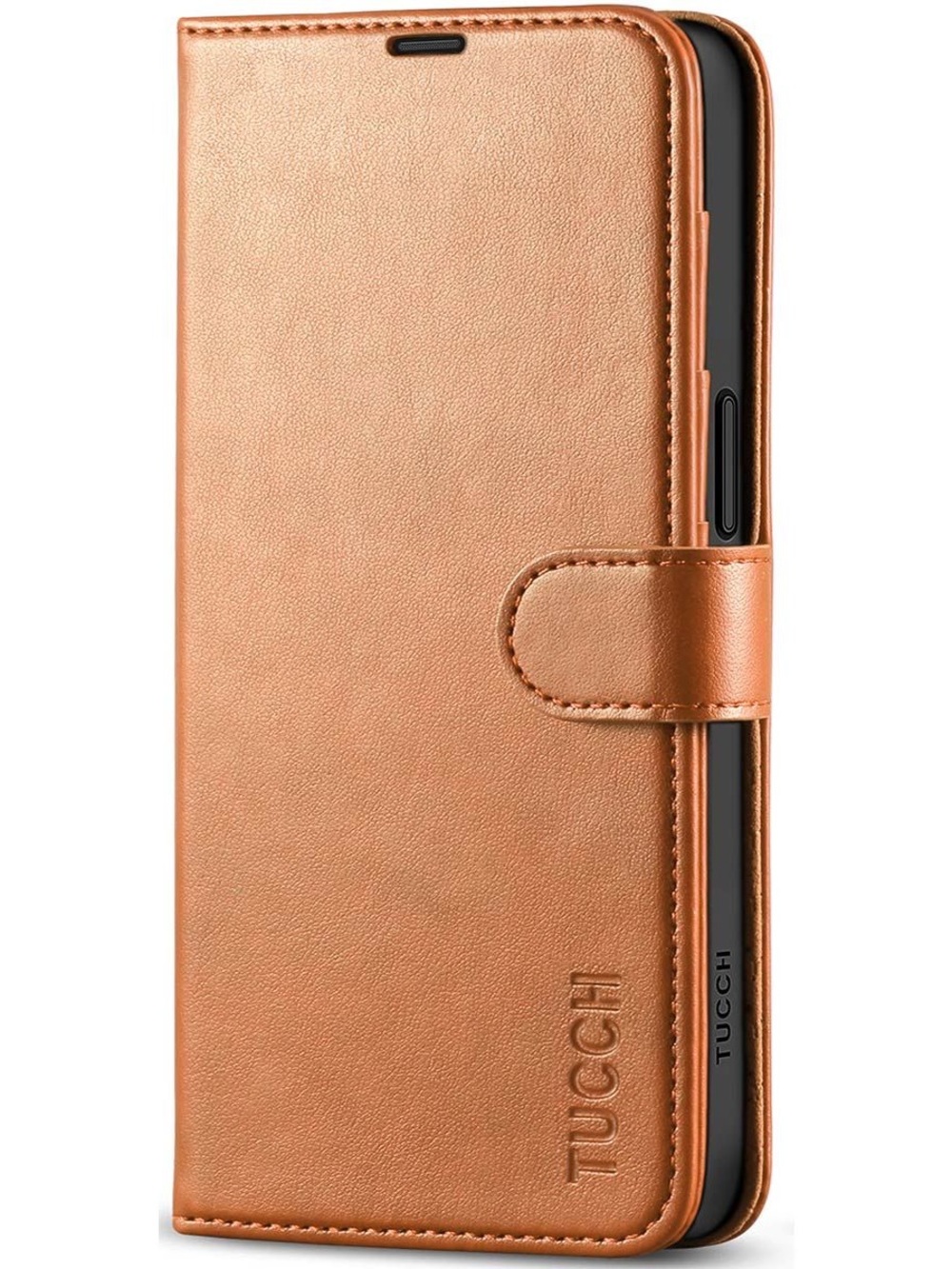 Tucch Light Brown Faux Leather Wallet Phone Case